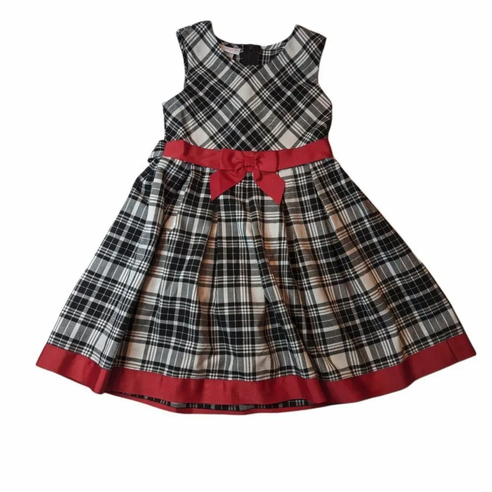 Bonnie Jean Sleeveless Tartan Pleated Dress, Size Girls 6